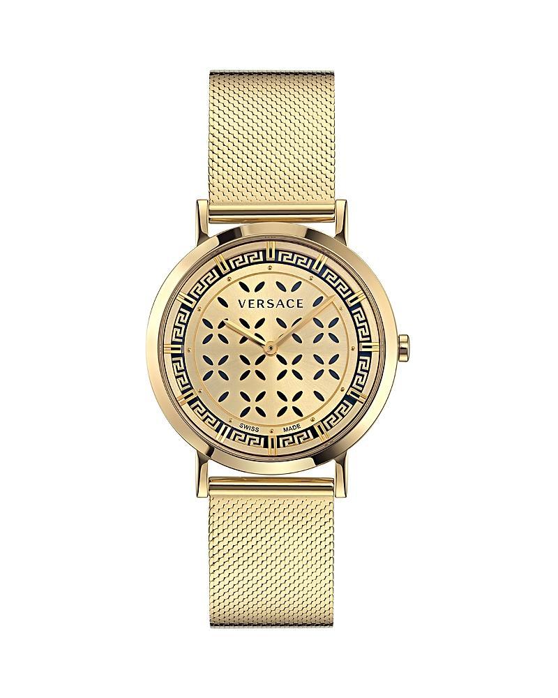 Womens La Greca White Embossed Dial Ion-Plated Yellow Gold Bracelet Watch Product Image