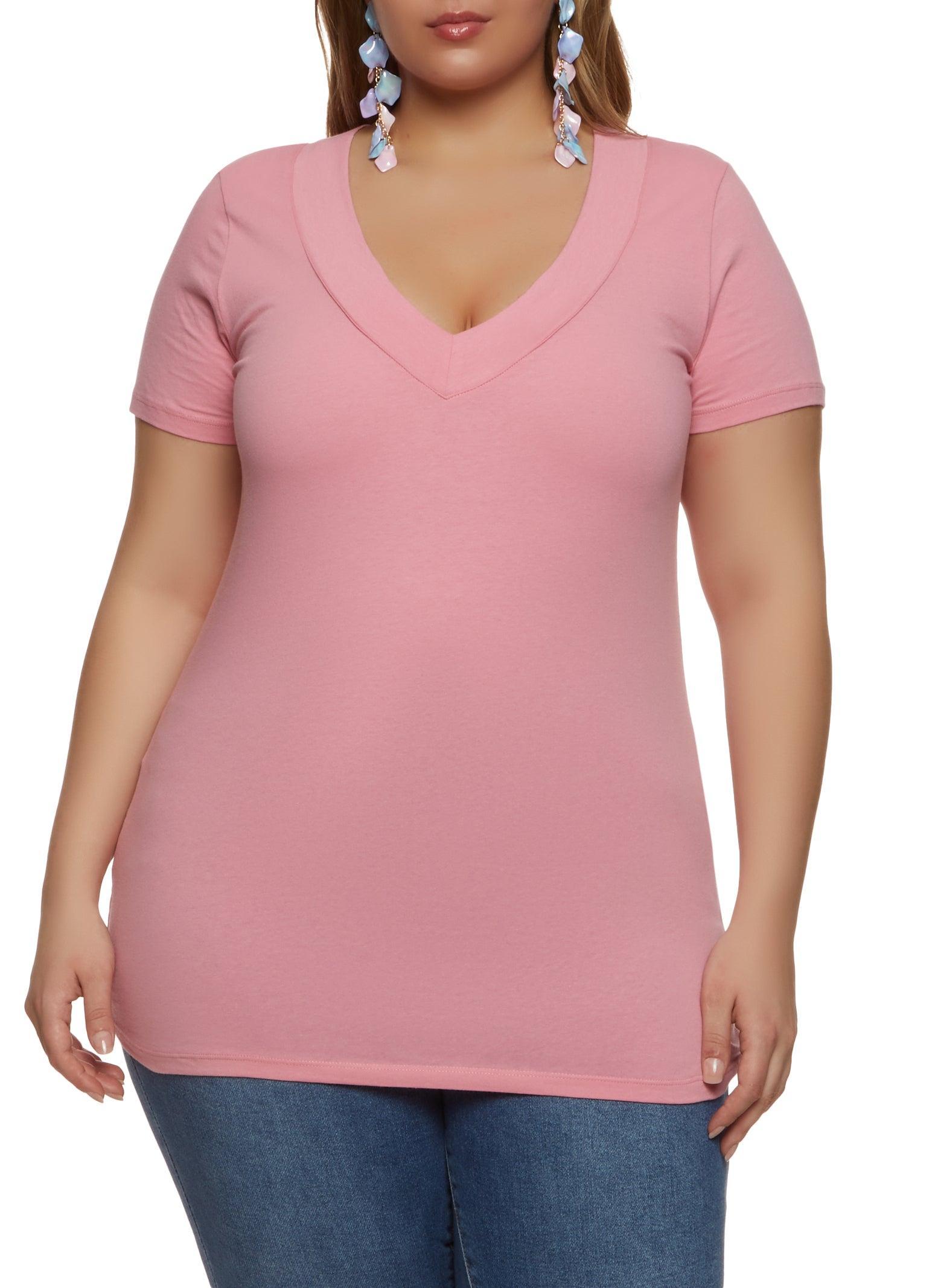 Womens Plus Size Basic V Neck Tee Product Image