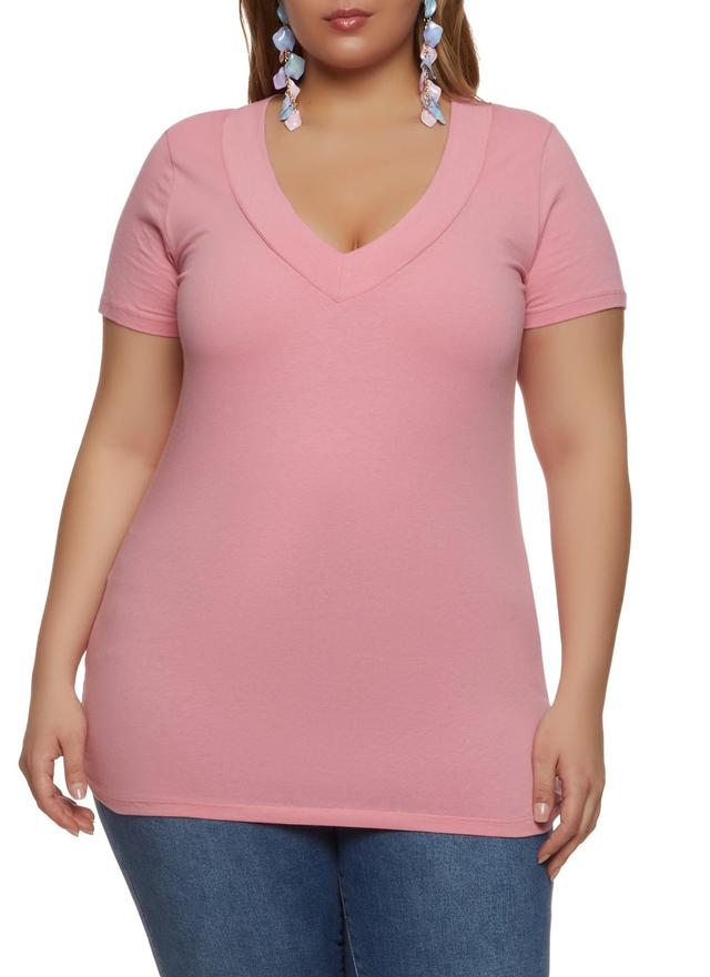 Womens Plus Size Basic V Neck Tee Product Image