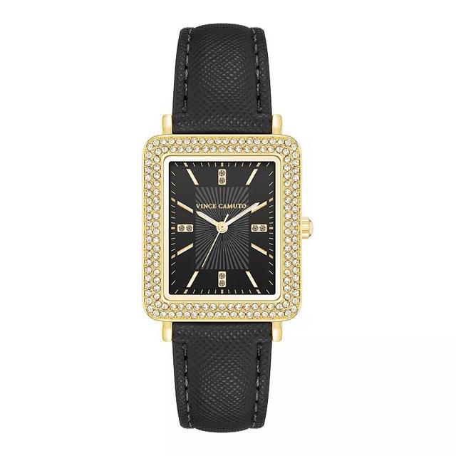 Vince Camuto Womens Rectangle Case Crystal Strap Watch Black Product Image