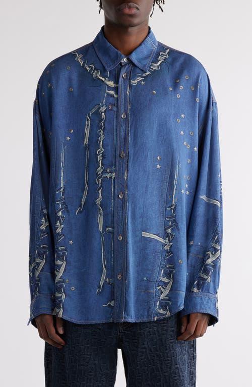 ACNE STUDIOS Long Sleeve Shirt In Navy Multi Product Image