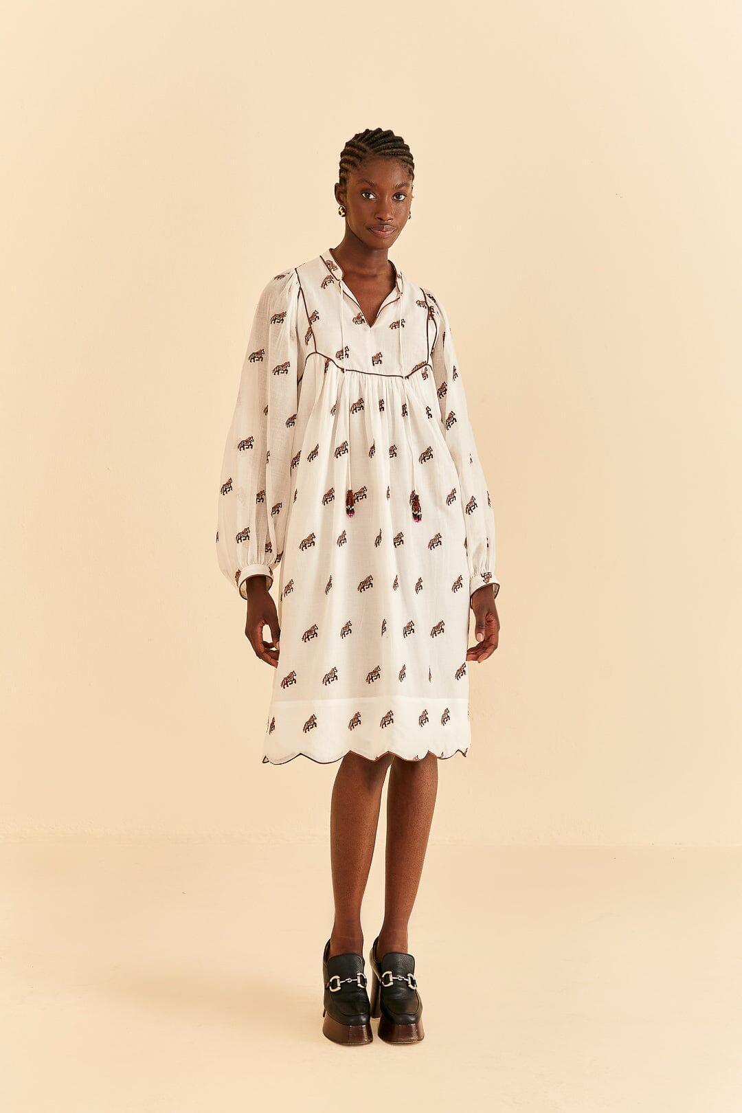 Off-White Embroidered Horses Midi Dress, OFF-WHITE / XL Product Image