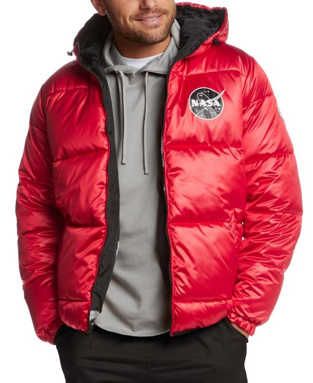 Space One Mens Nasa-Inspired Reversible Two-in-One Puffer Jacket with Astronaut Interior Product Image