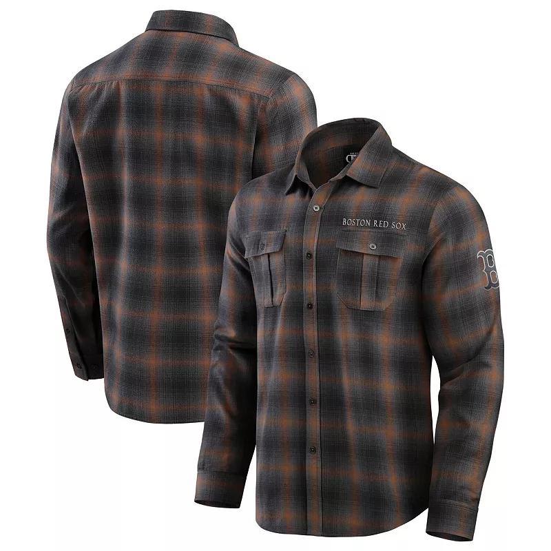 Mens Darius Rucker Collection by Fanatics Tan Texas Rangers Classic Flannel Long Sleeve Button-Up Shirt Product Image