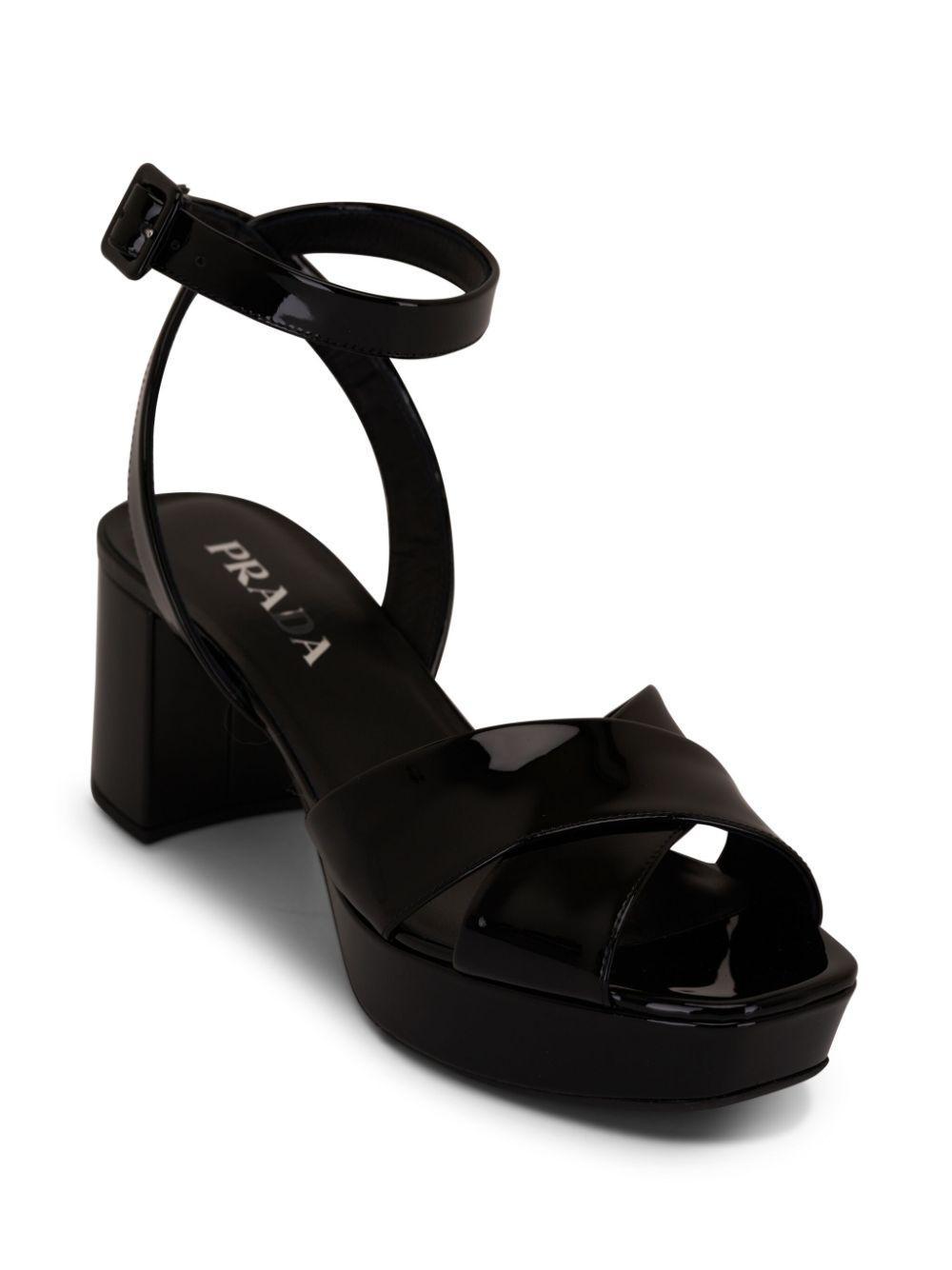 PRADA Quilted Nappa Leather Platform Sandals In Black Product Image