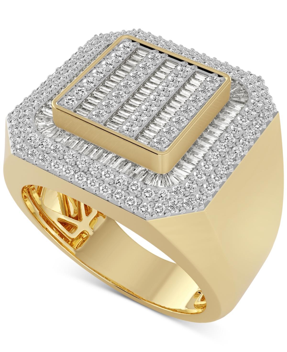 Mens Diamond Round & Baguette Square Halo Cluster Ring (1-1/4 ct. t.w.) in 10k Gold Product Image