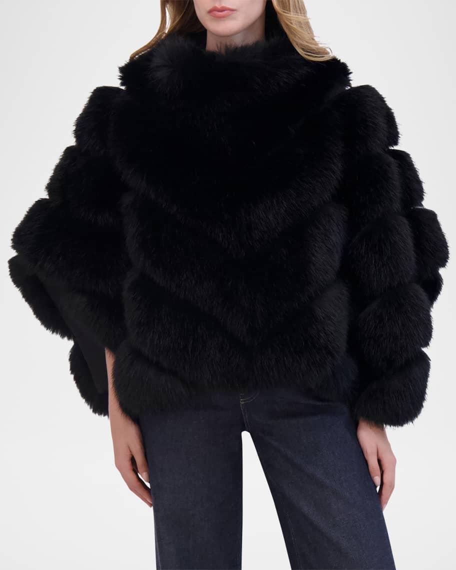 Chevron Fox-Like Fur-Free Cape Product Image