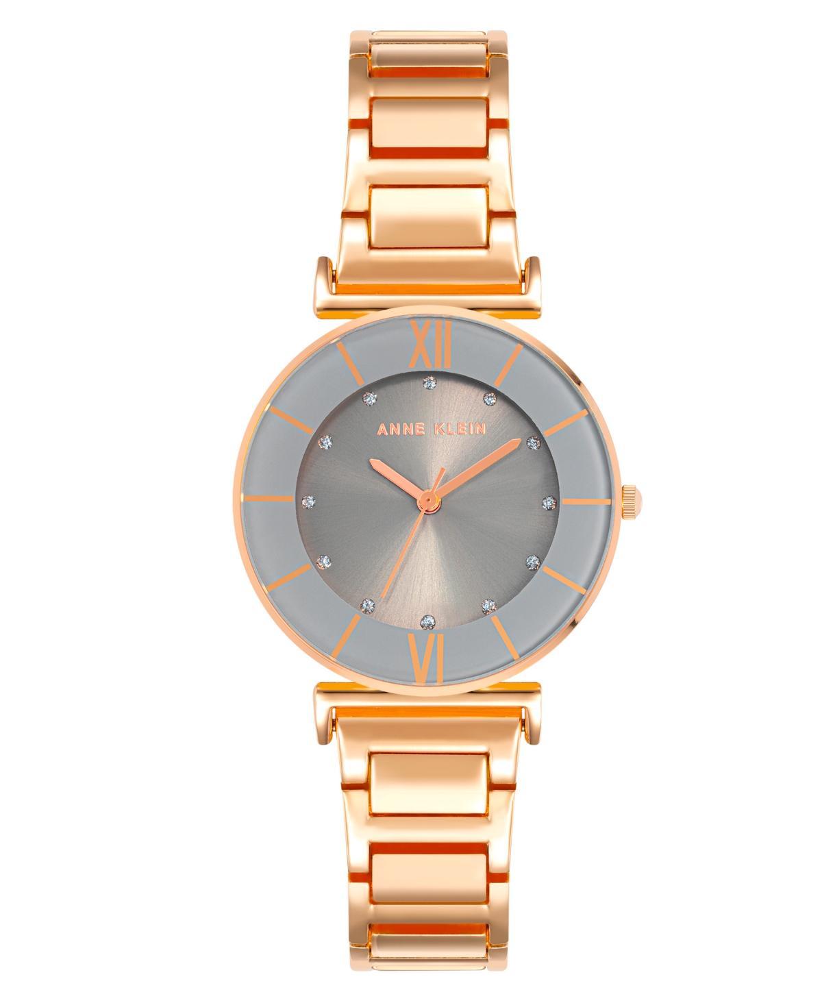 Anne Klein Womens Three Hand Quartz Rose Gold-tone Alloy with Gray Sunray Dial Watch, 32mm Product Image