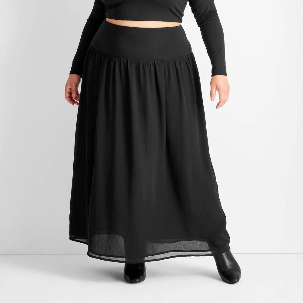 Womens Drop Waist Ankle Skirt - Future Collective Black Product Image