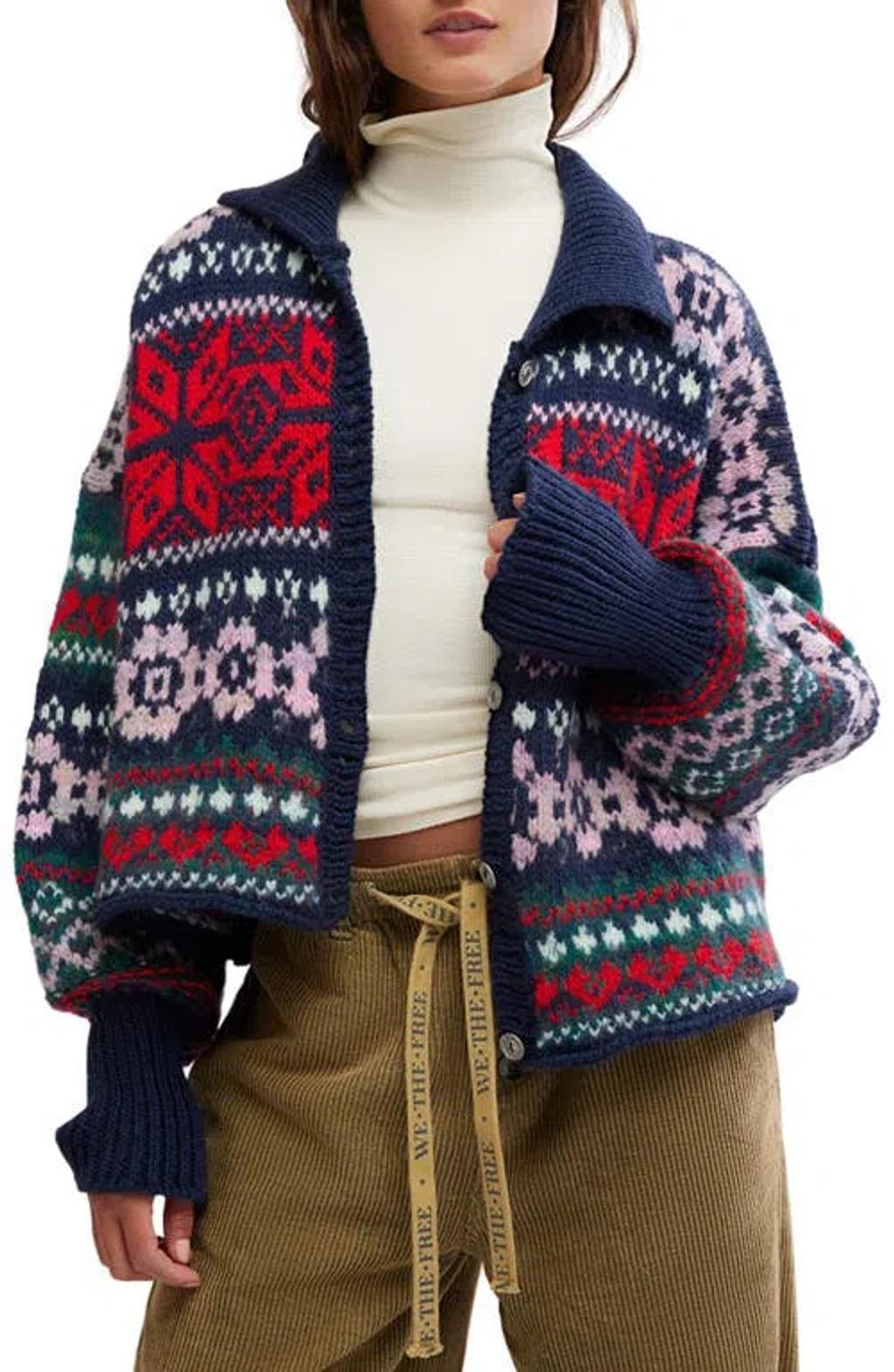 FREE PEOPLE Snowdrift Cardigan In Festive Combo product image