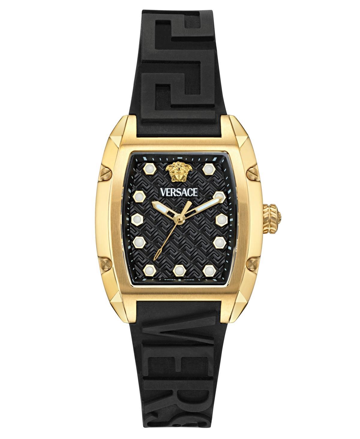 Versace Womens Dominus Analog Black Silicone Strap Watch Product Image