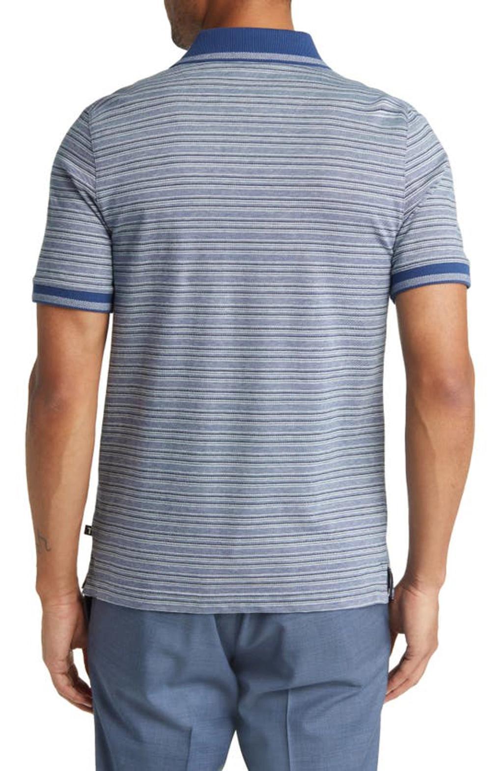 Beakon Slim Fit Stripe Cotton Polo In Blue Product Image