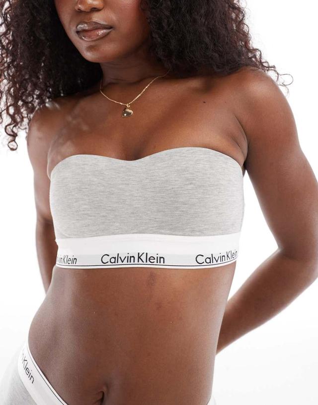 Calvin Klein modern cotton fashion lightly lined bandeau bralette in gray Product Image