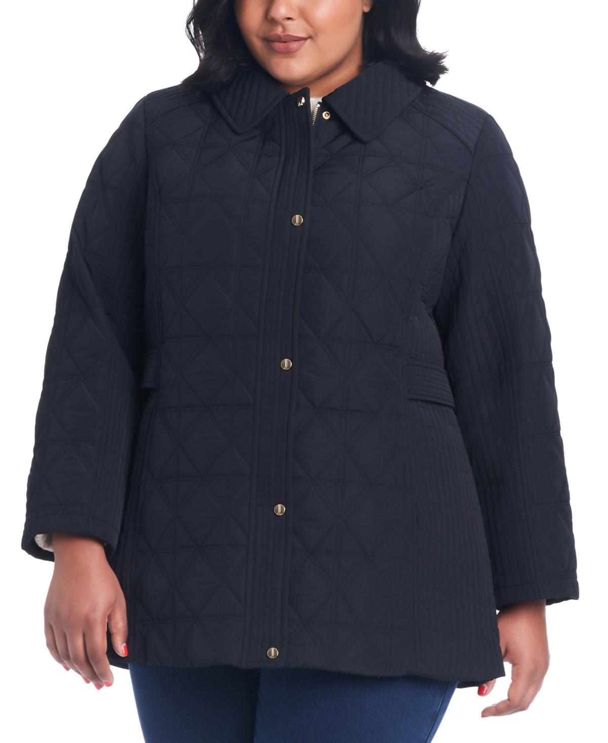 Jones New York Womens Plus Size Hooded Quilted Coat Product Image