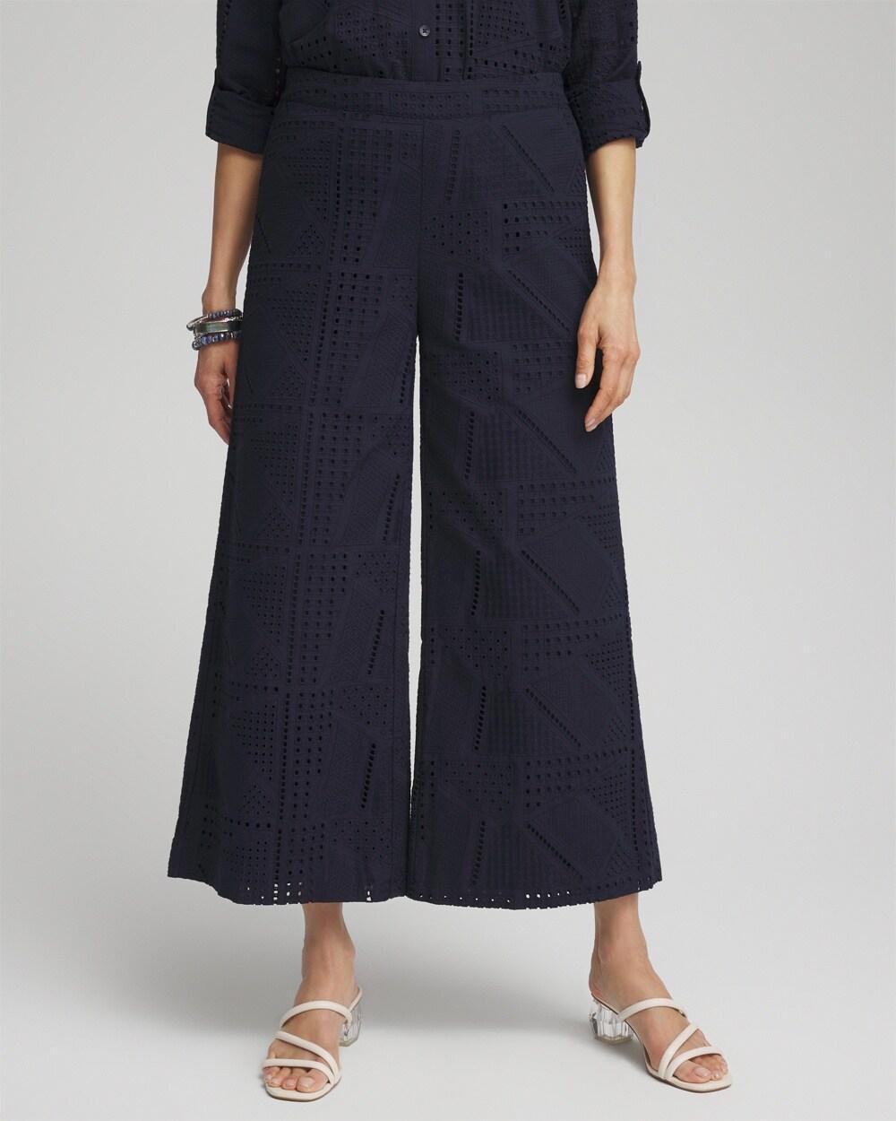 Women's Geo Eyelet Soft Cropped Pants Product Image