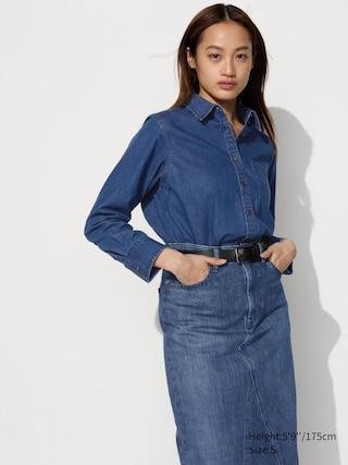 Womens Soft Denim Shirt Blue 2XL UNIQLO US Product Image