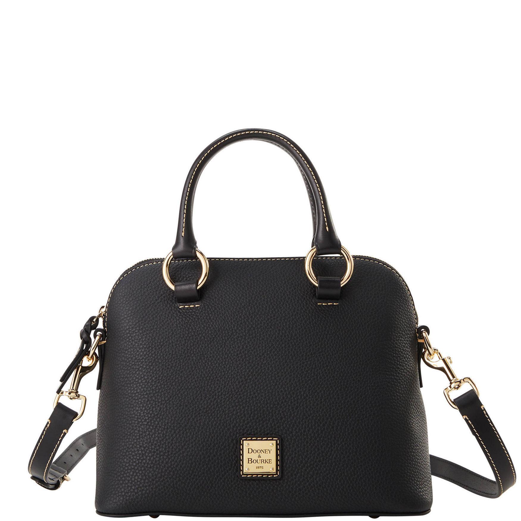 Dooney & Bourke Womens Pebble Grain Domed Leather Satchel Bag in Black Product Image