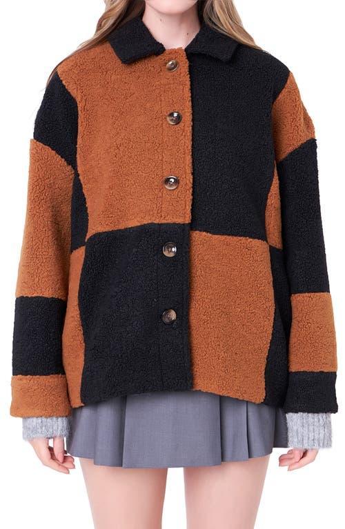 English Factory Oversize Check Teddy Jacket Product Image