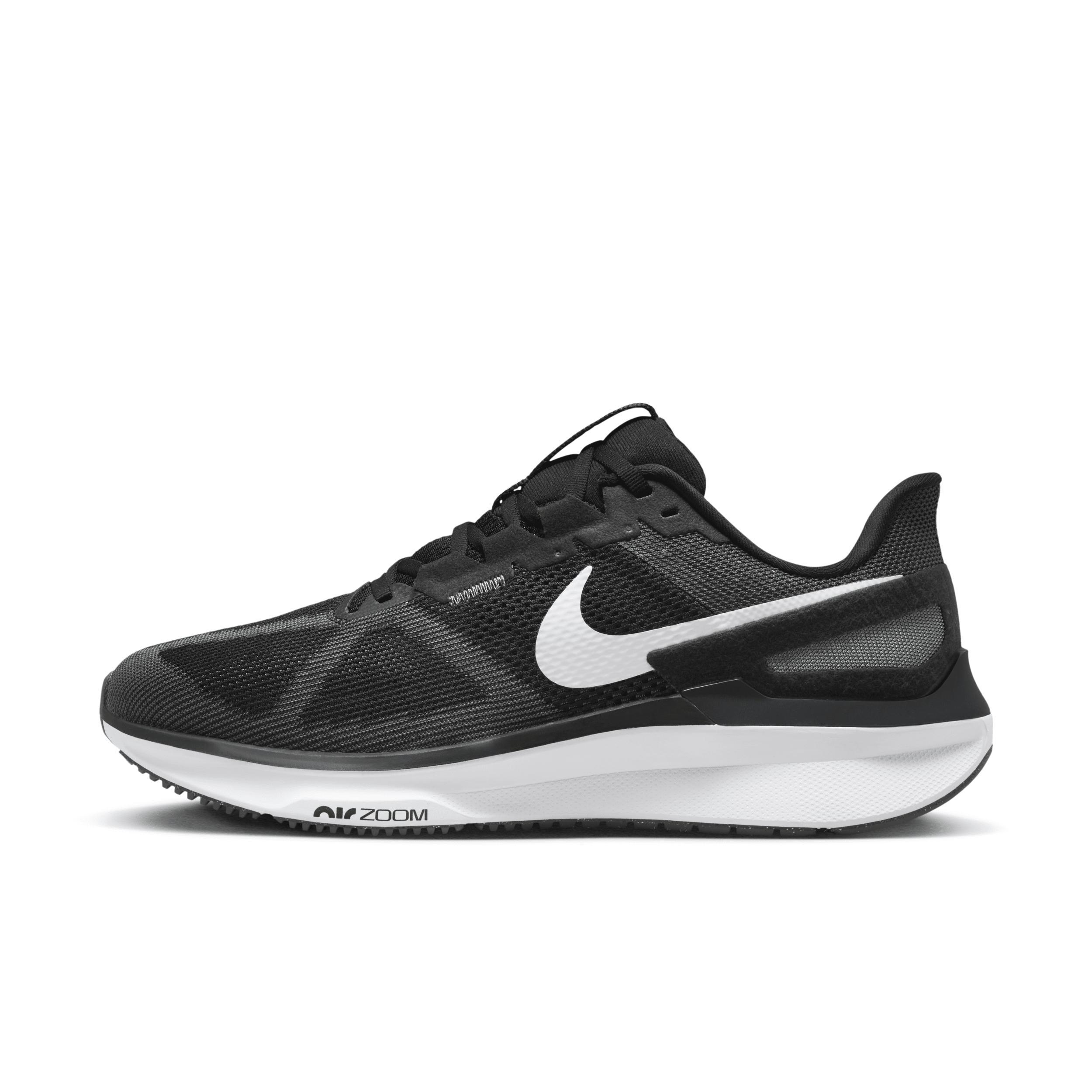 Nike Mens Nike Air Zoom Structure 25 Wide - Mens Running Shoes Black/White/Iron Grey Product Image