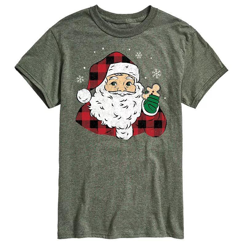 Mens Vintage Santa Plaid Cookie Graphic Tee Product Image