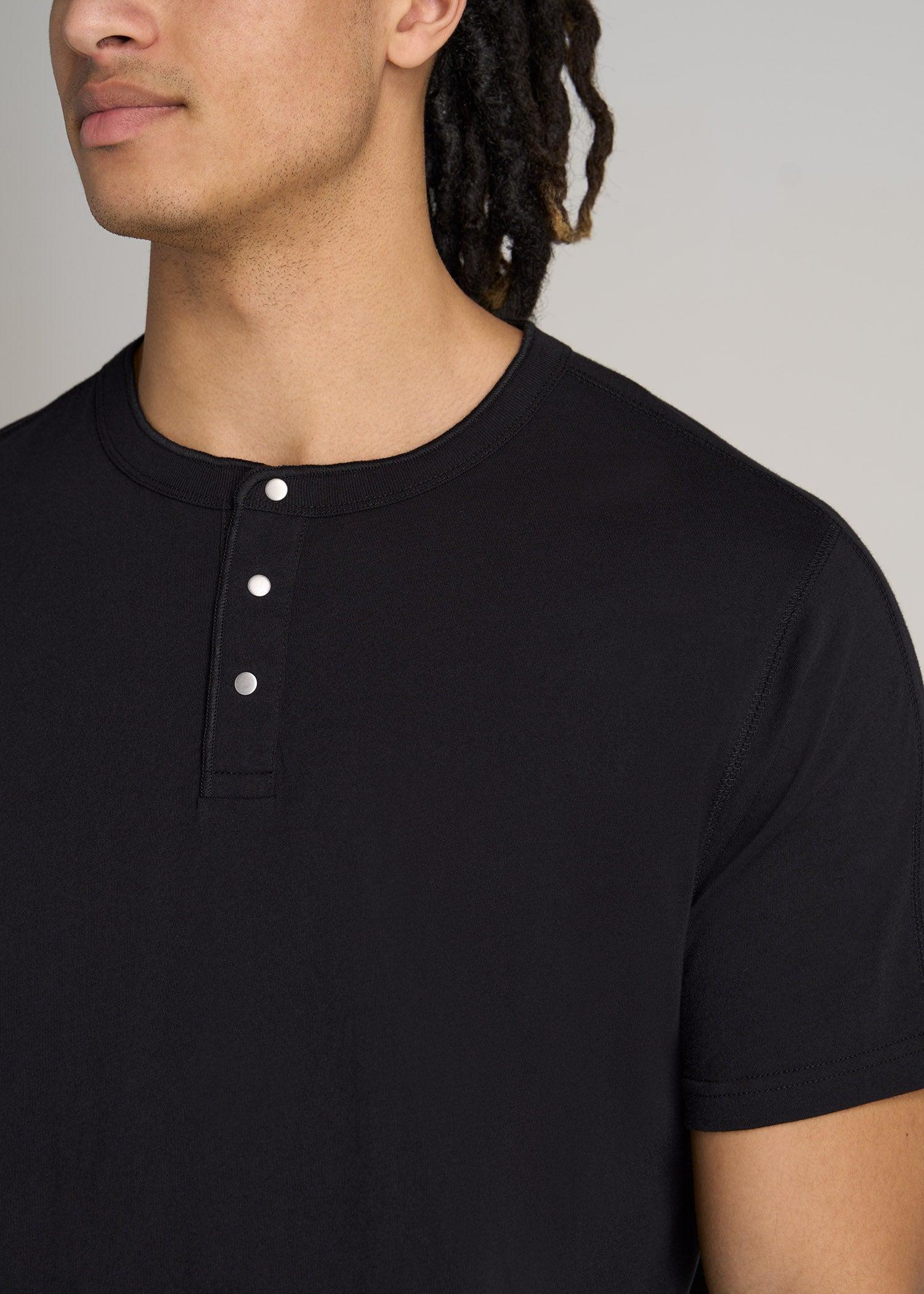 LJ&S REGULAR-FIT Jersey Henley Tee for Tall Men in Vintage Black Product Image