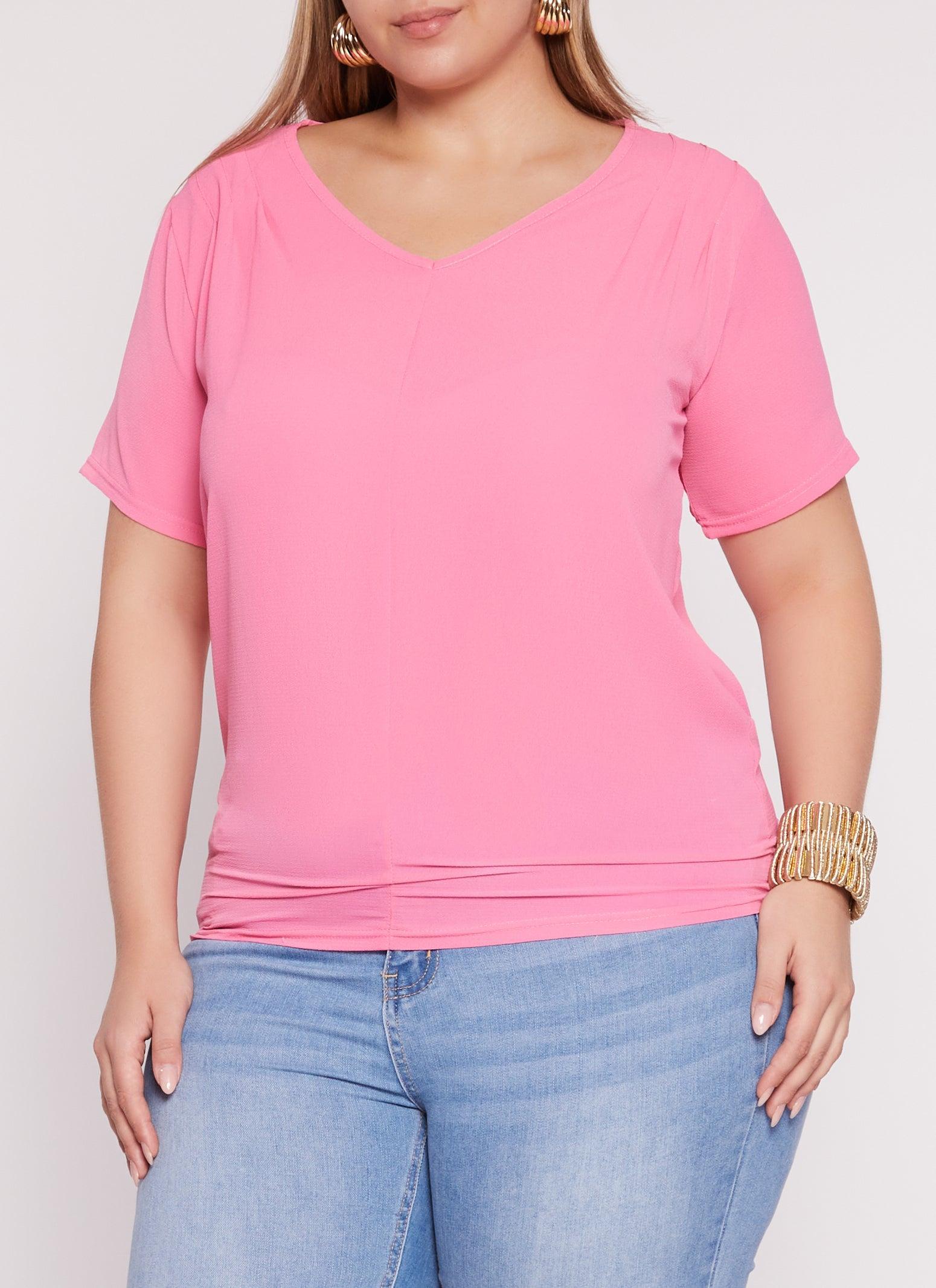 Womens Plus Size V Neck Short Sleeve Tee Product Image