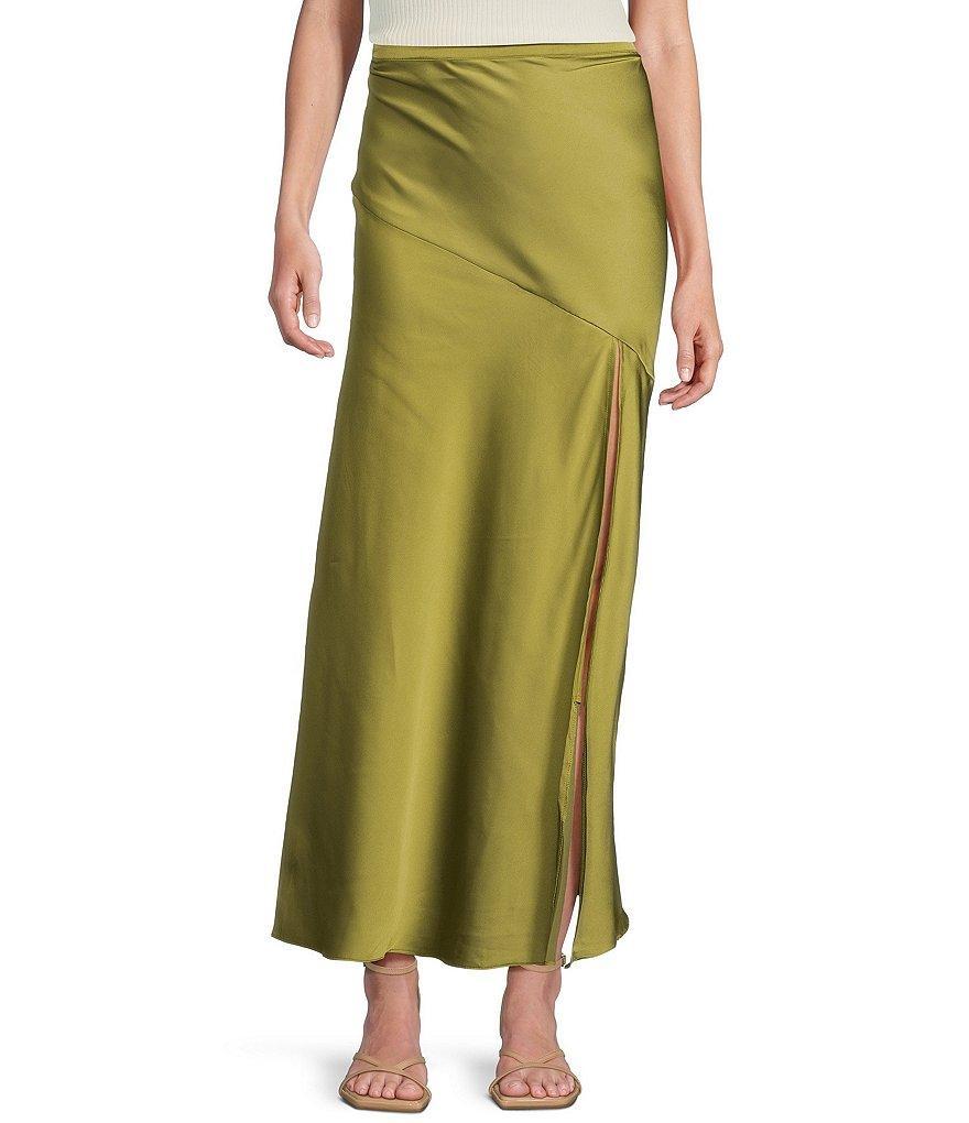 Blu Pepper Satin Slit Maxi Skirt Product Image