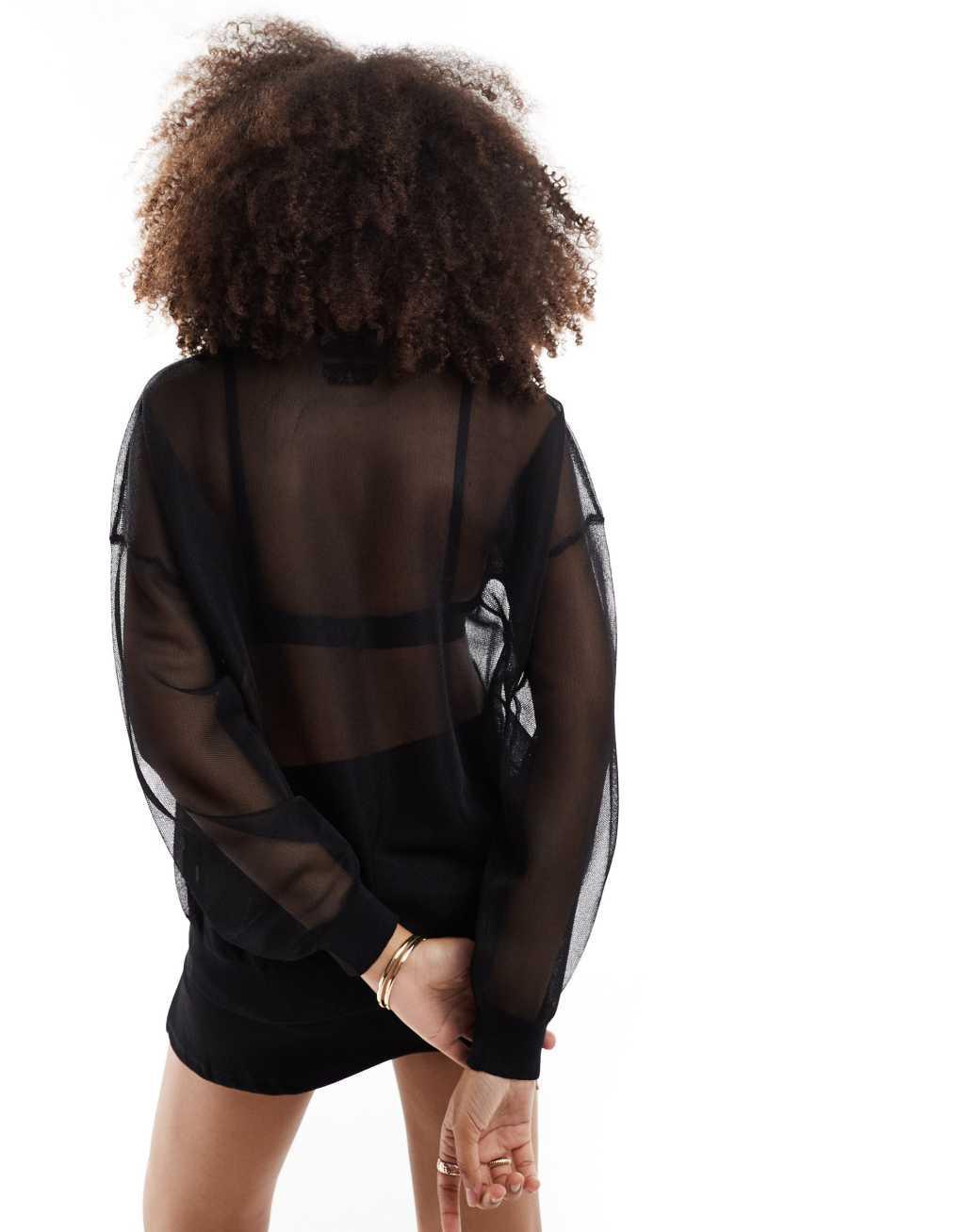 Never Fully Dressed Zazi sheer sweater in black Product Image