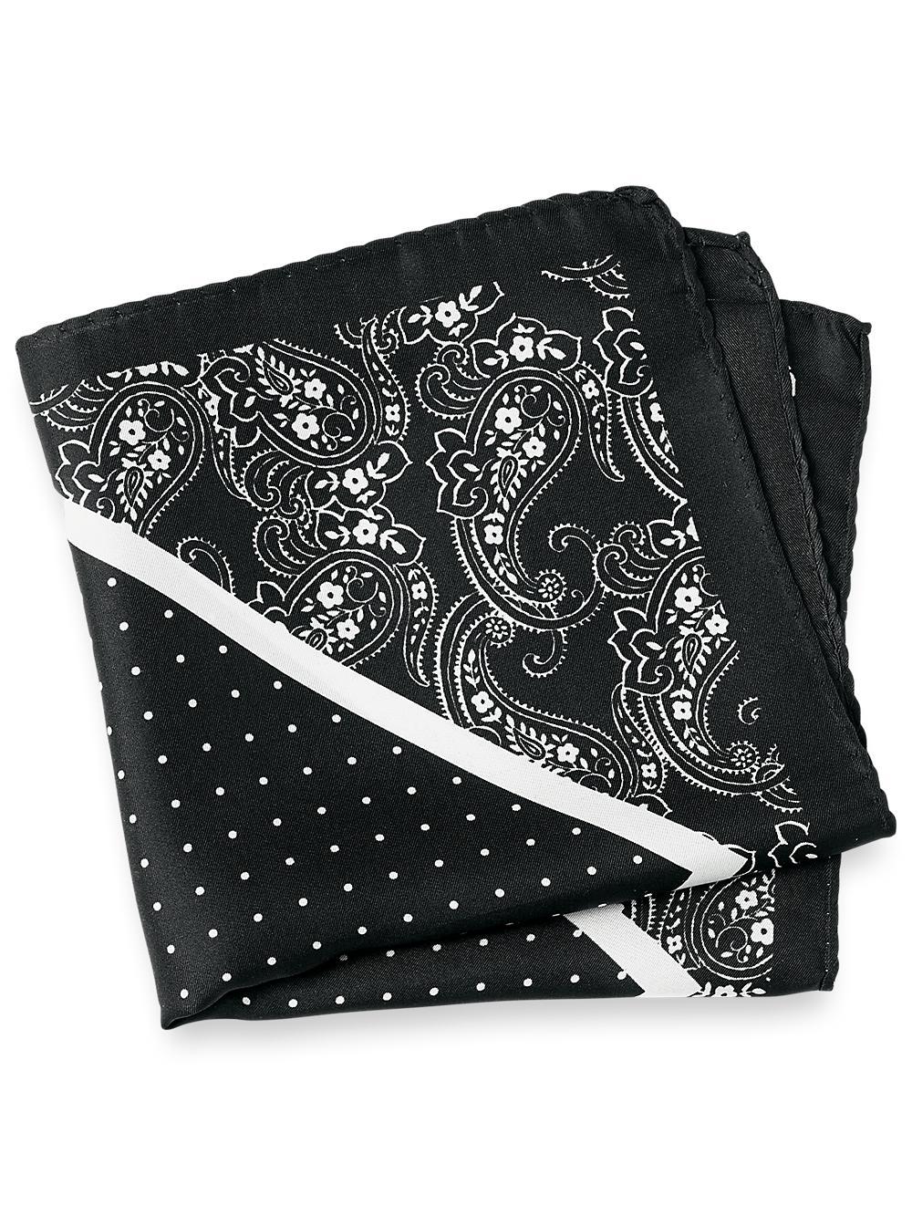 Paisley Silk Pocket Square - Black Product Image