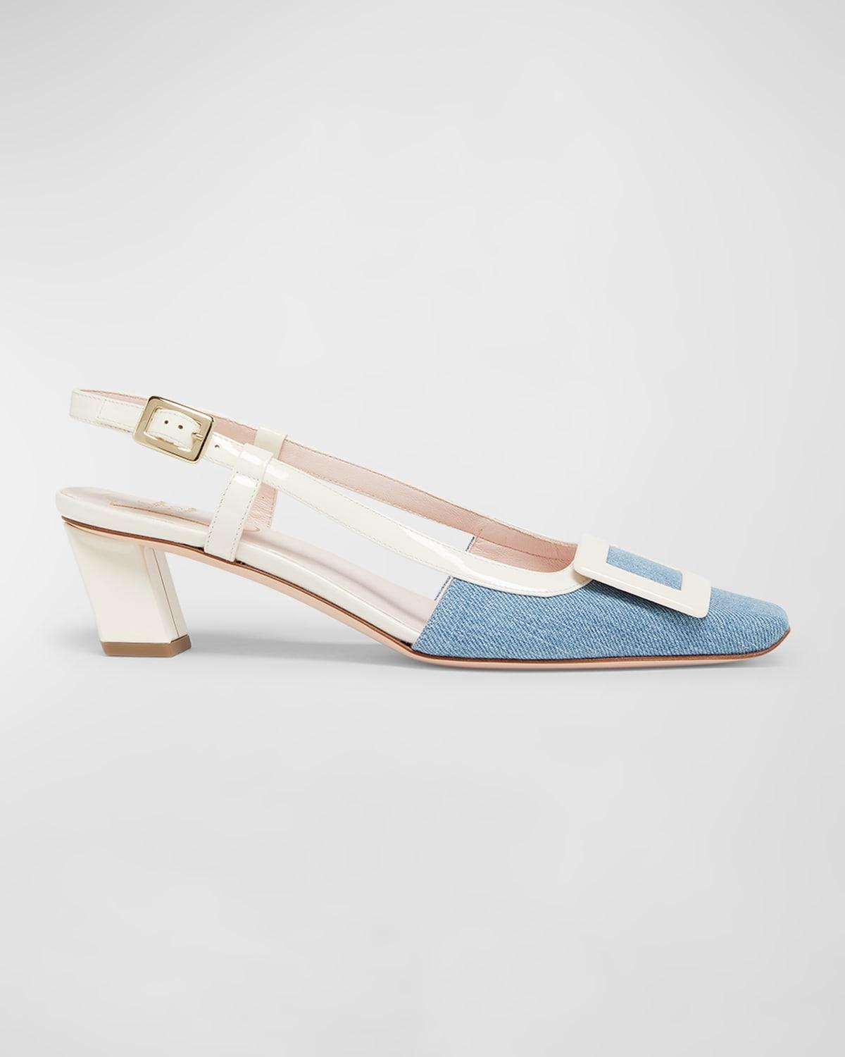 Roger Vivier - BV Denim Slingback Pumps - BlueModa Operandi Product Image