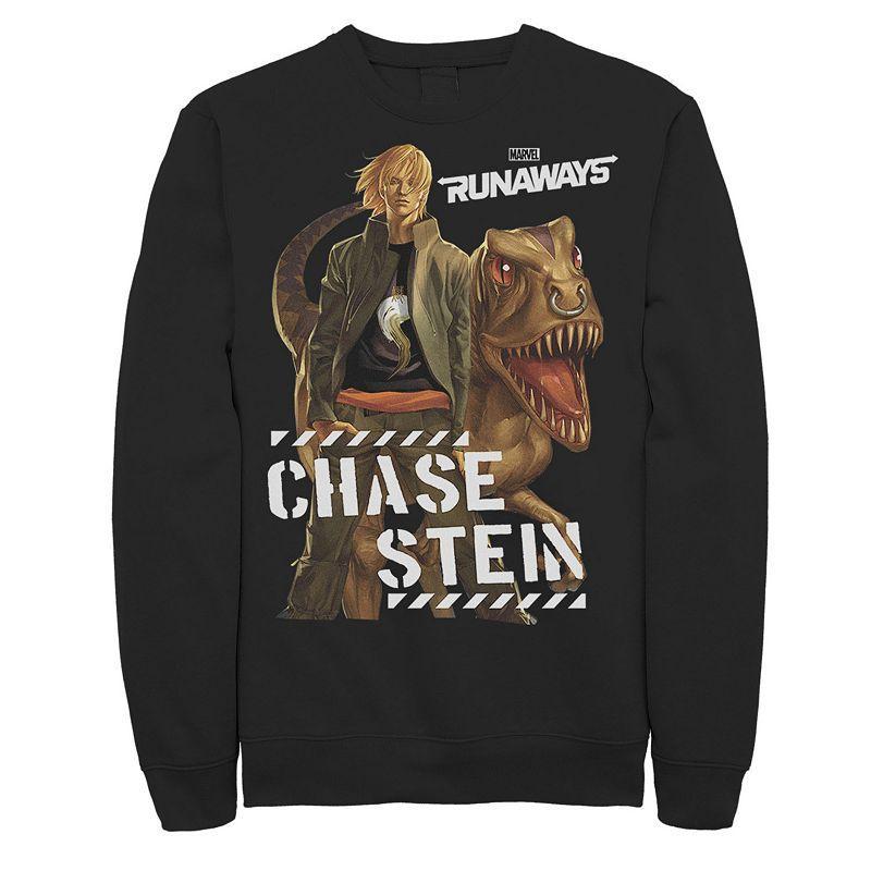 Mens Marvel Runaways Chase Stein Raptor Portrait Graphic Fleece Pullover Product Image