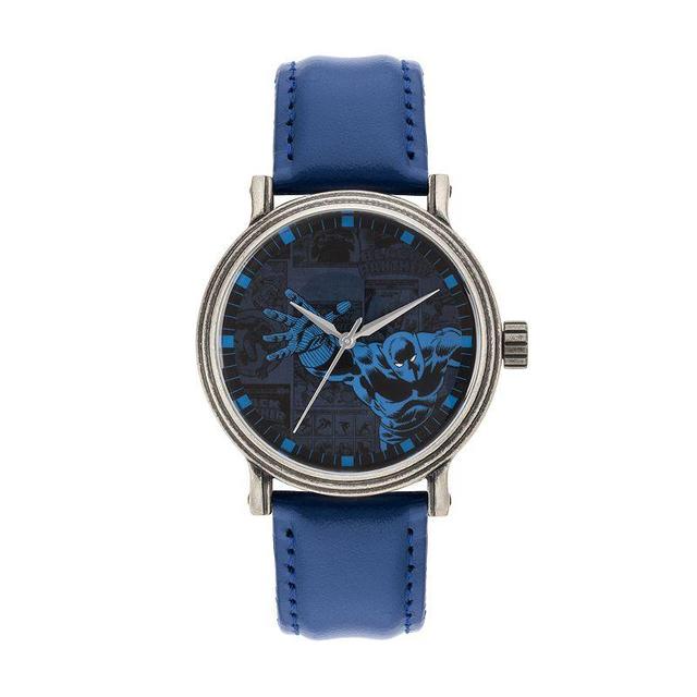 Marvel Comics Black Panther Mens Vintage Leather Watch Blue Product Image