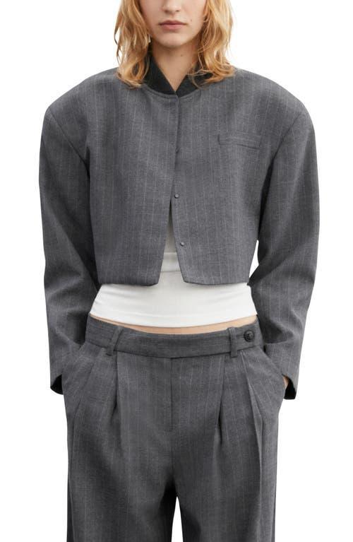 MANGO Pinstripe Crop Jacket Product Image