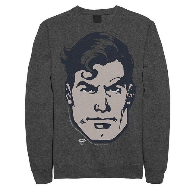 Mens DC Comics Superman Large Chest Portrait Graphic Fleece Pullover Grey Heather Product Image