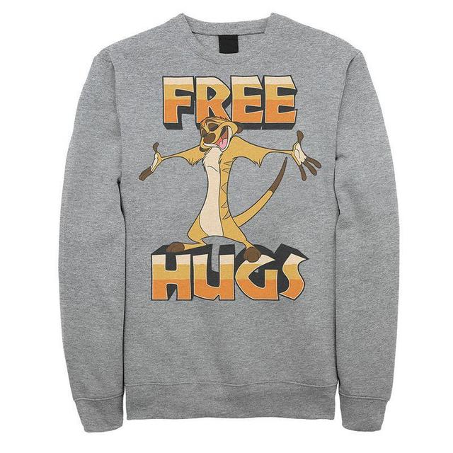 Disneys The Lion King Timon Free Hugs Mens Pullover Hoodie Athletic Grey Product Image