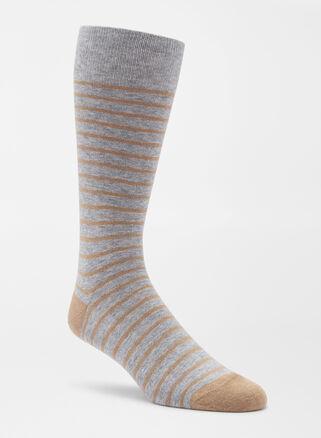 Peter Millar Mens Bar Stripe Crew Sock | Color: British Grey | Size: OS Product Image