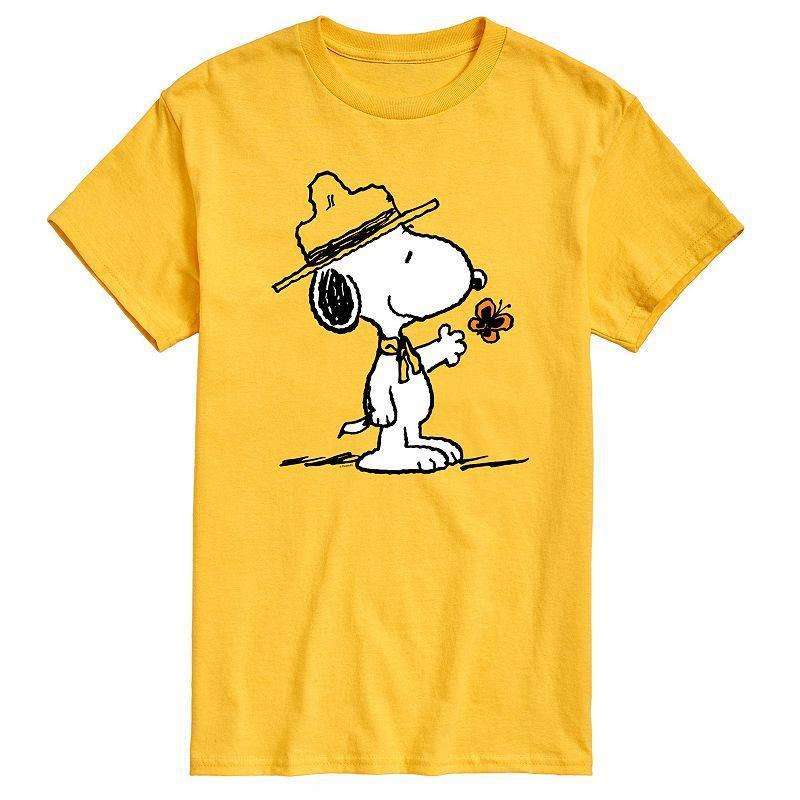 Mens Peanuts Ranger Snoopy & Butterfly Graphic Tee Grey Gray Product Image