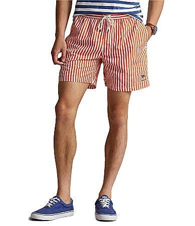 Mens Striped Swim Trunks Product Image