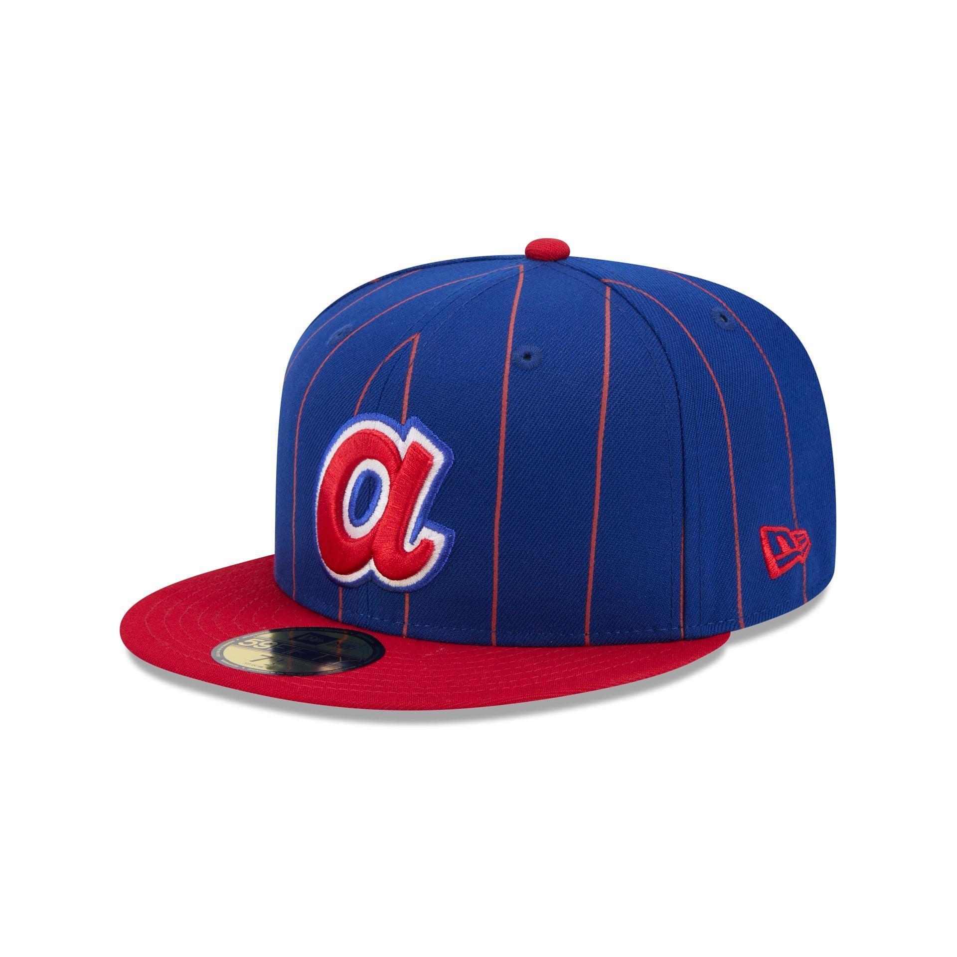 Atlanta Braves Throwback Pinstripe 59FIFTY Fitted Hat Male Product Image