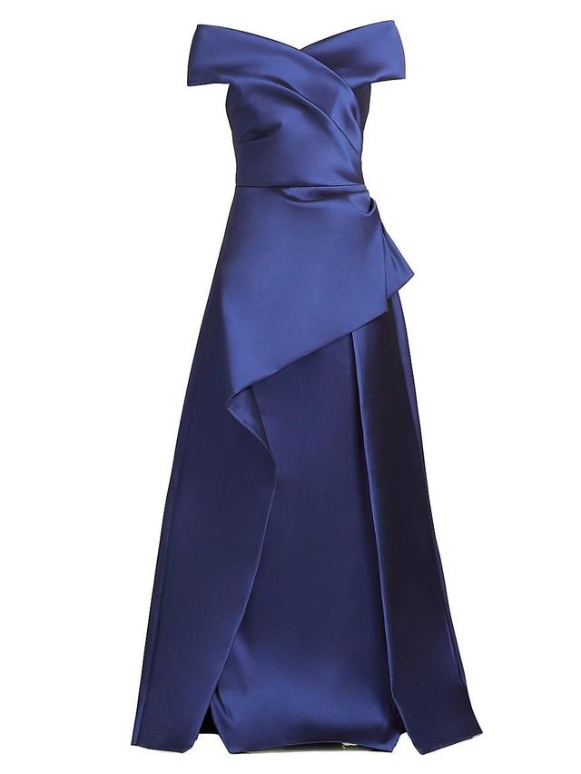 Womens Off-The-Shoulder Mikado Satin Peplum Gown Product Image