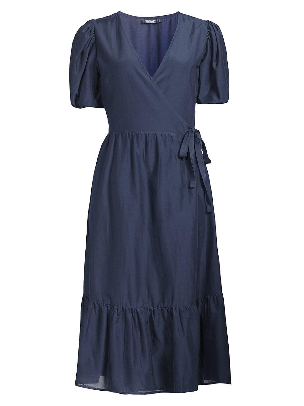 Womens Cotton & Silk Wrap Midi-Dress Product Image