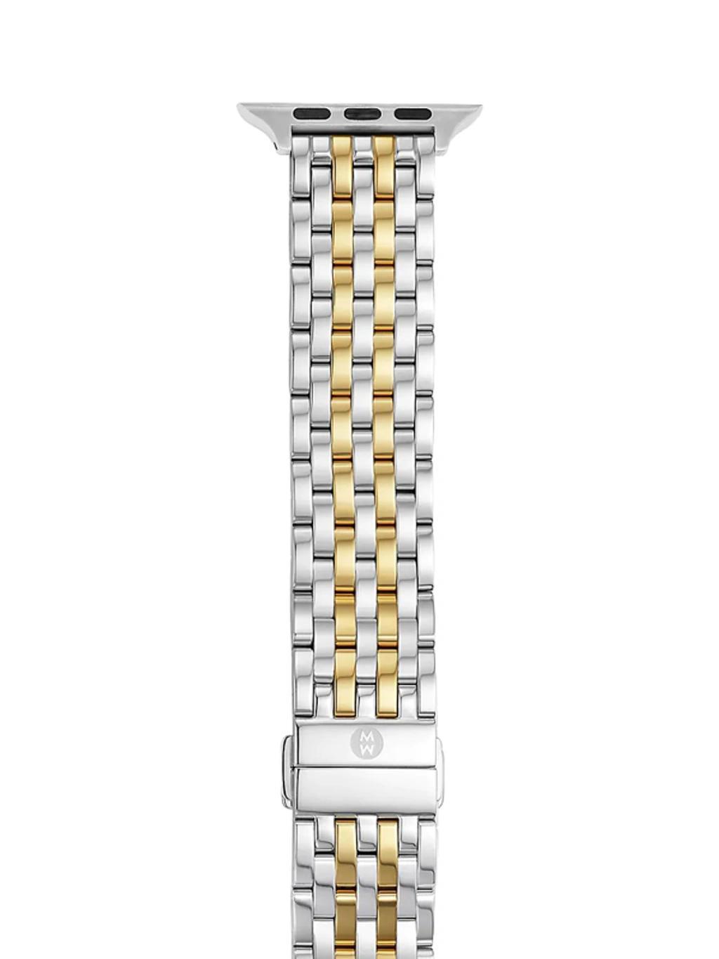 Women's Apple Watch 18k Goldplated & Stainless Steel Bracelet Strap/38/40/41 & 42/44/45/49mm In Silver Gold Product Image