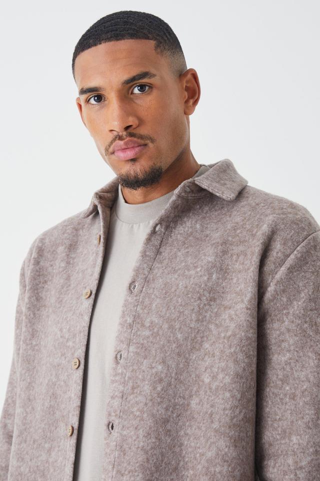 Tall Oversized Brushed Heavyweight Overshirt | boohooMAN USA Product Image