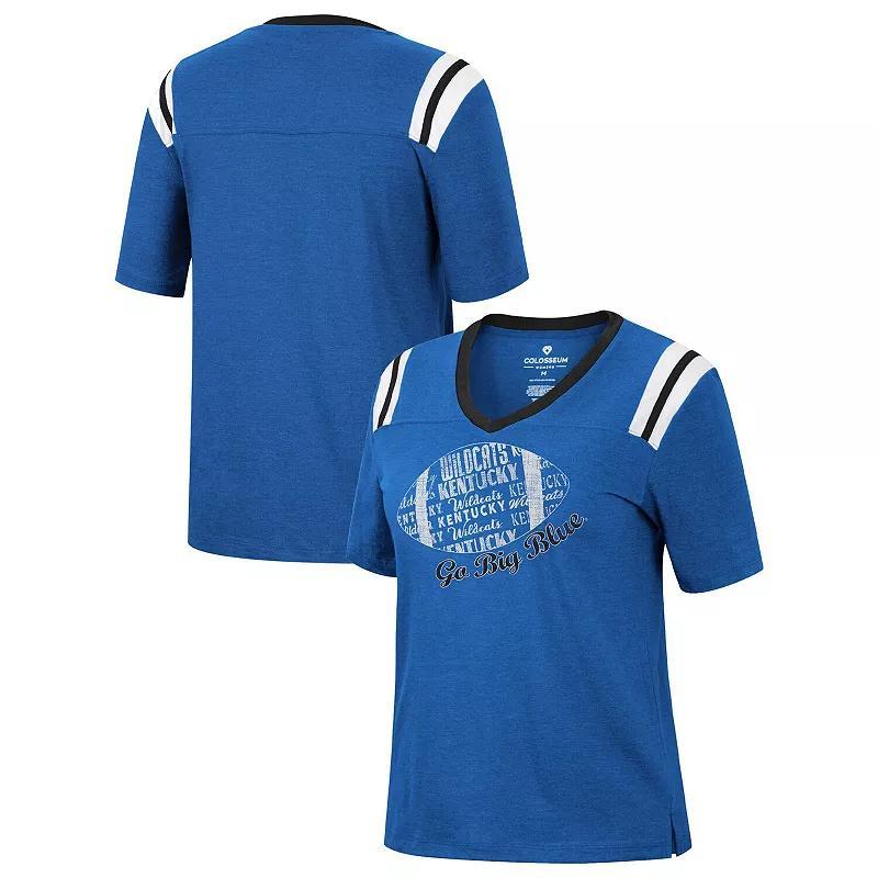 Womens Colosseum Heathered Royal Kentucky Wildcats 15 Min Early Football V-Neck T-Shirt Product Image