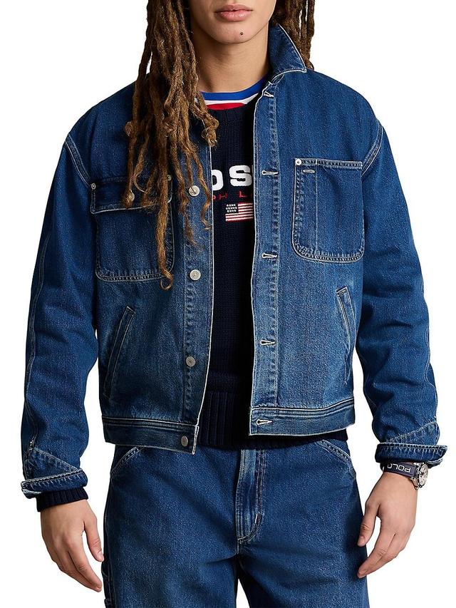 Mens 3X1 Rigid Denim Dungaree Trucker Jacket Product Image