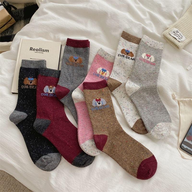 Cartoon Patterned Melange Short Socks Product Image