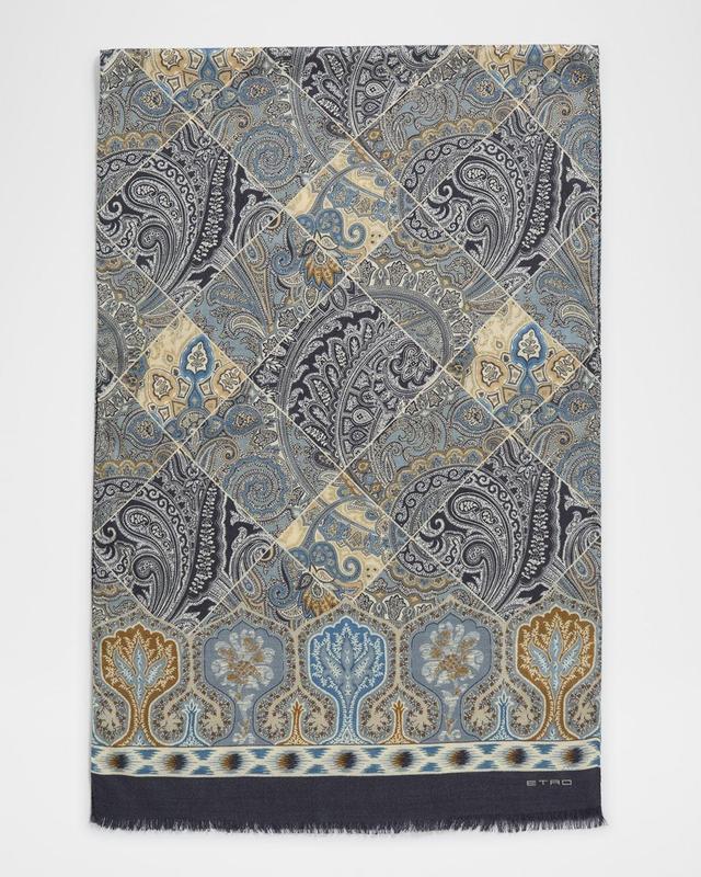 Men's Wool-Silk Paisley Scarf Product Image