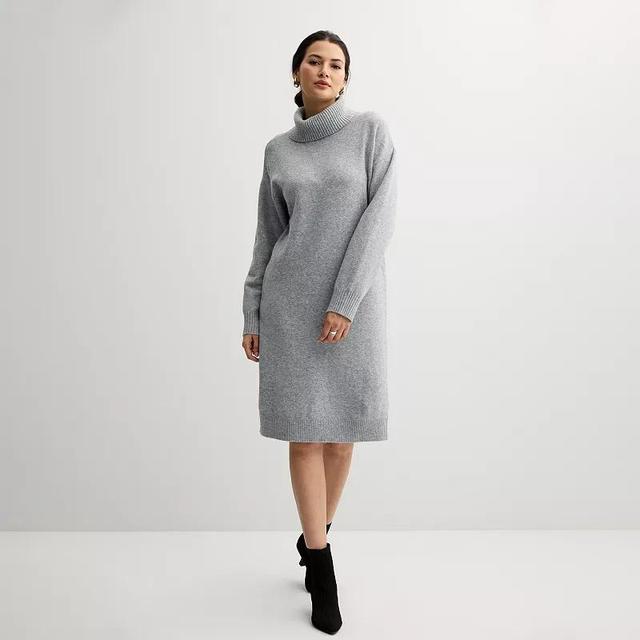 Womens Nine West Turtleneck Sweater Dress Dark Metal Grey Product Image