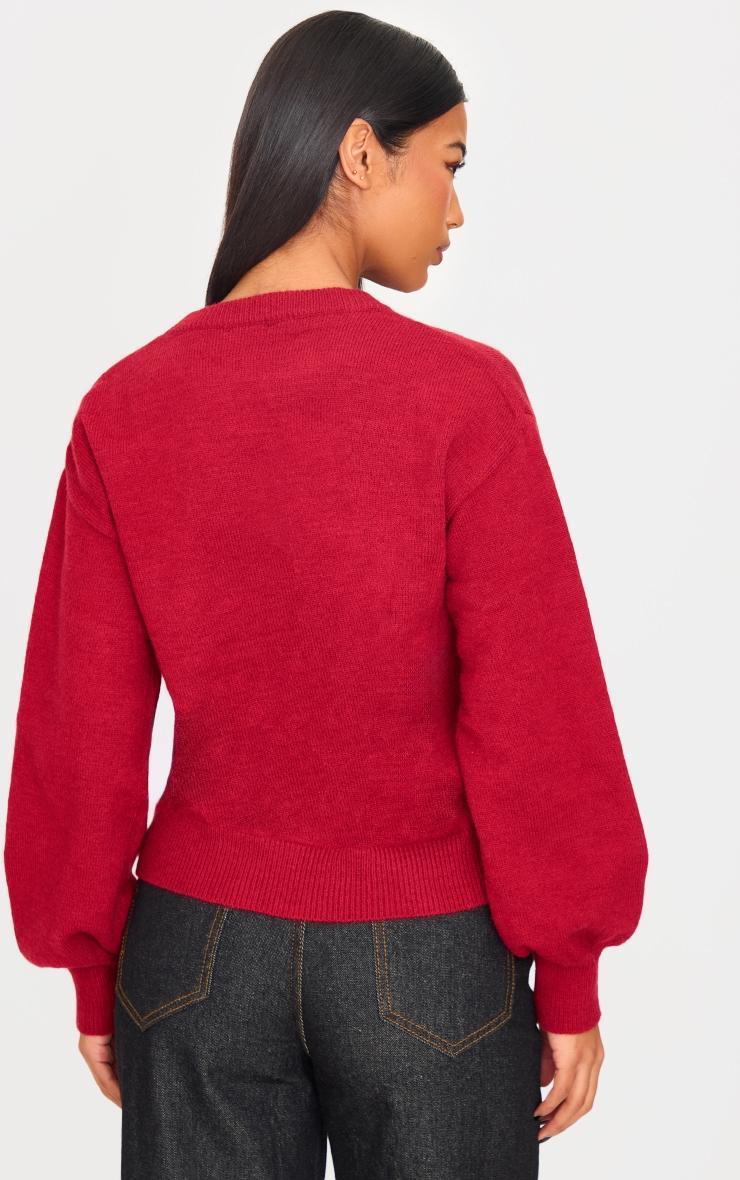 Red Bow Detail Oversized Christmas Sweater Product Image