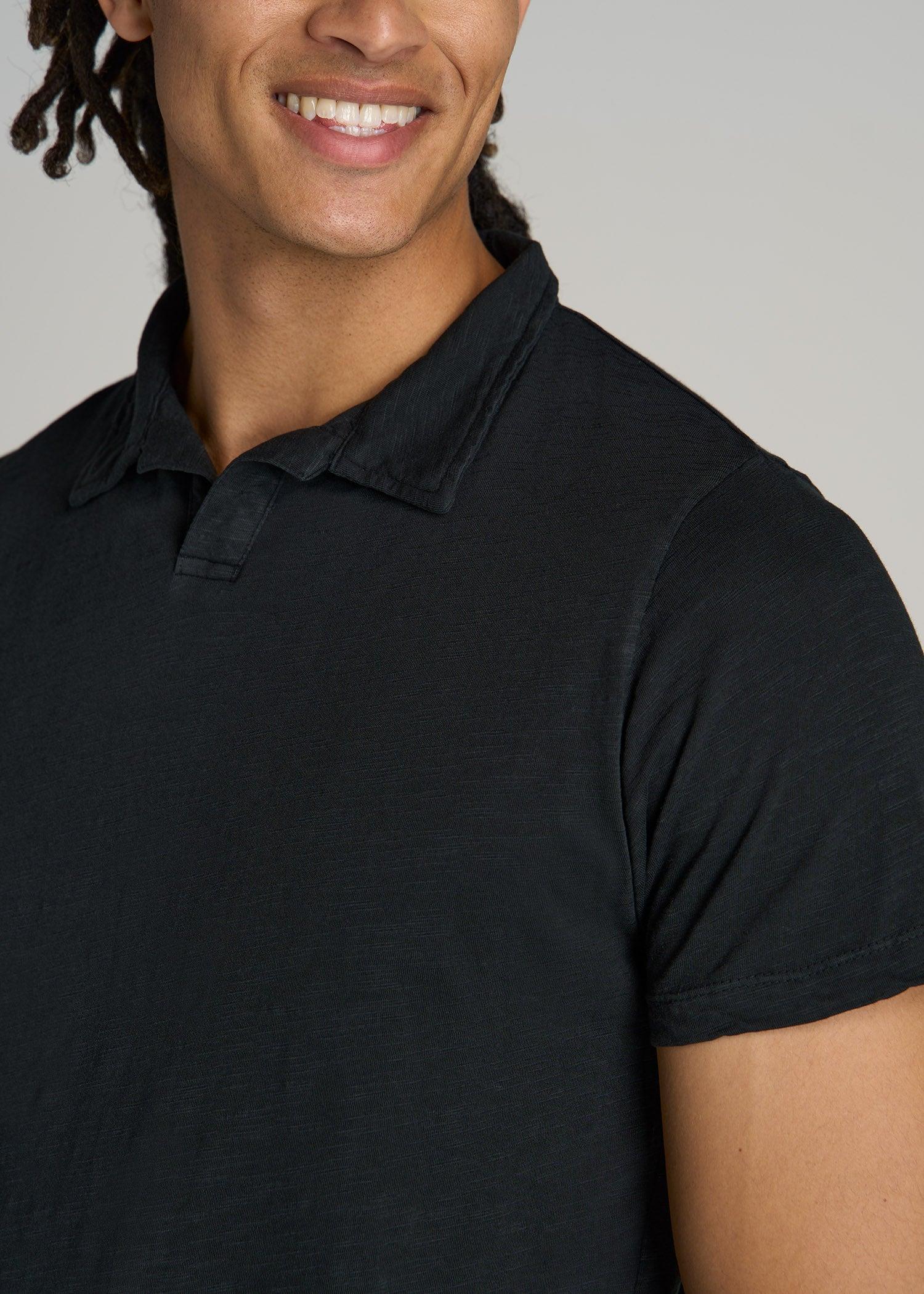 Slub Men's Tall Polo Shirt in Black Product Image